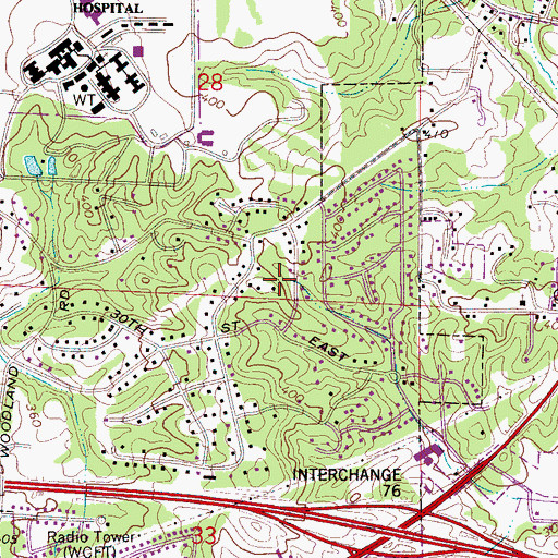 Topographic Map of Woodland Hills, AL