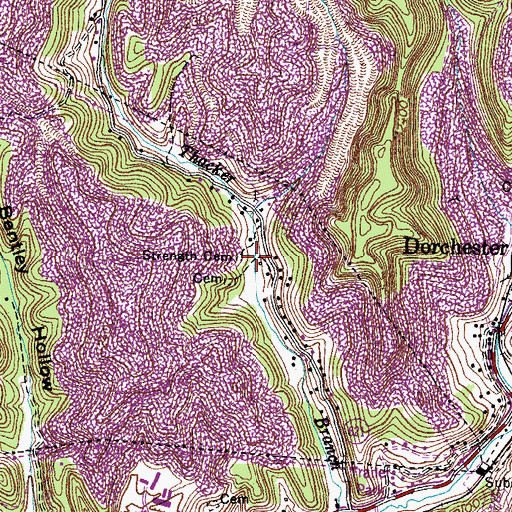 Topographic Map of Strength Cemetery, VA