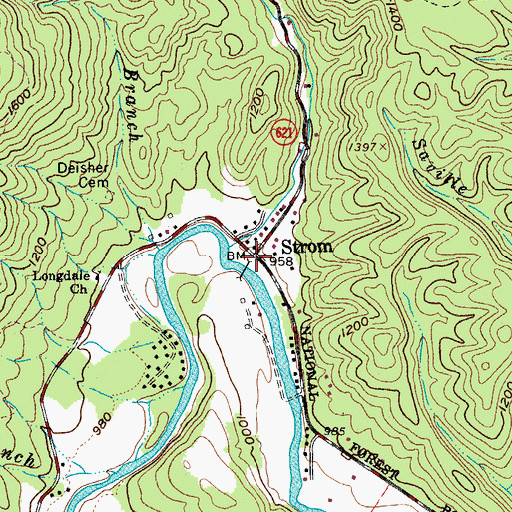 Topographic Map of Strom, VA