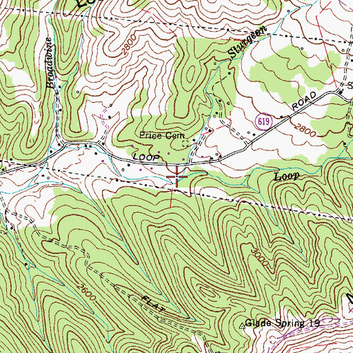 Topographic Map of Sturgeon Branch, VA