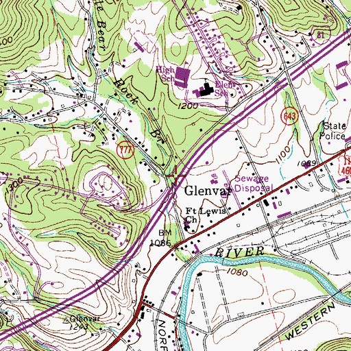 Topographic Map of Stypes Branch, VA