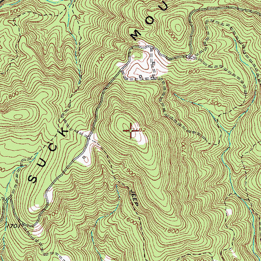 Topographic Map of Suck Mountain, VA