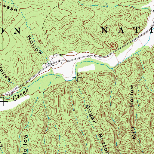 Topographic Map of Sugar Bottom Hollow, VA