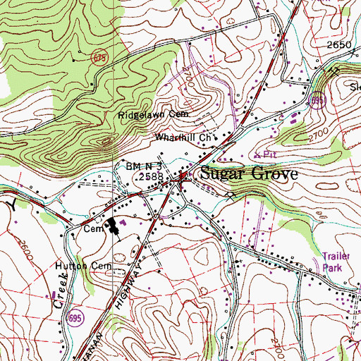 Topographic Map of Sugar Grove, VA