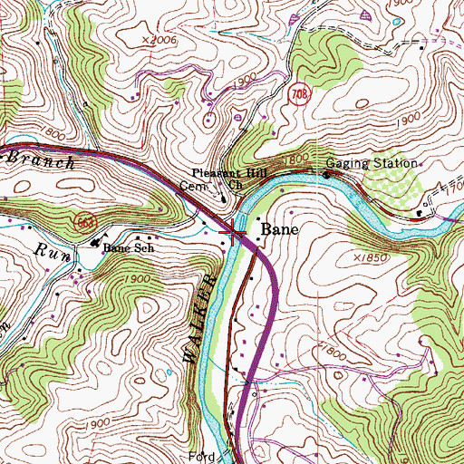Topographic Map of Sugar Run, VA