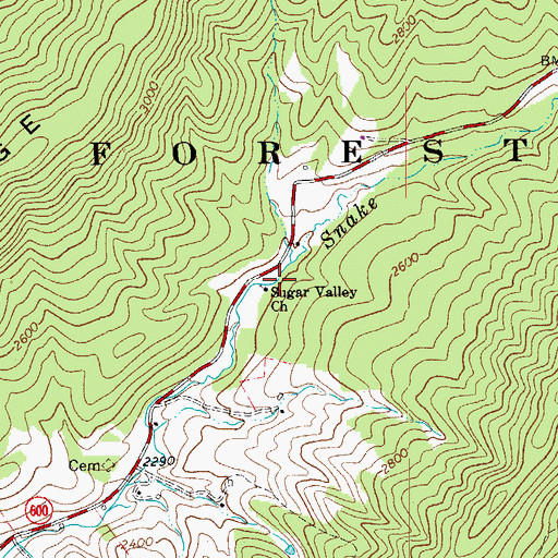 Topographic Map of Sugar Valley Church, VA