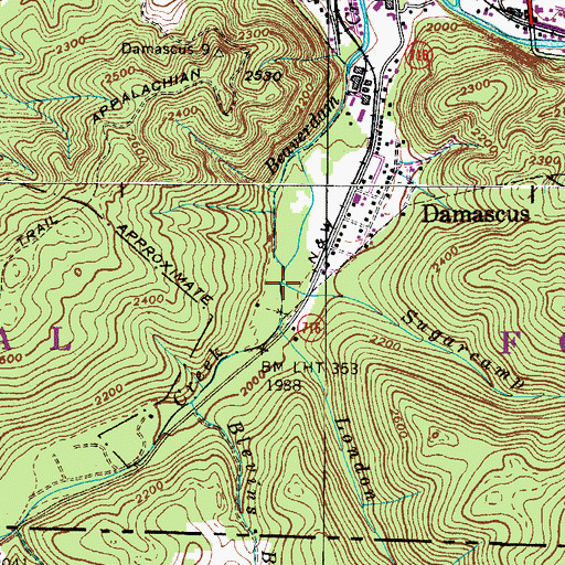Topographic Map of Sugarcamp Branch, VA