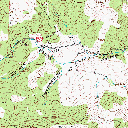 Topographic Map of Sugarcamp Branch, VA