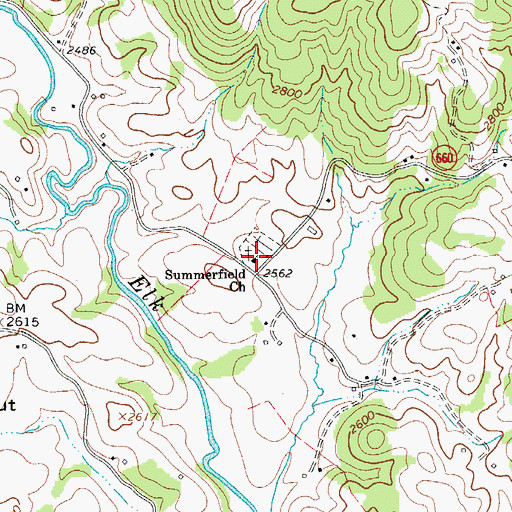 Topographic Map of Summerfield Church, VA
