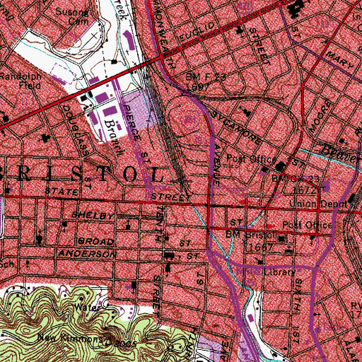 Topographic Map of Susong Branch, VA