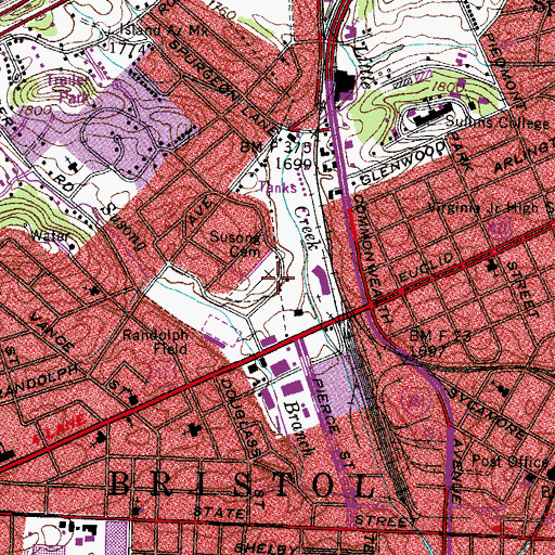 Topographic Map of Susong Cemetery, VA
