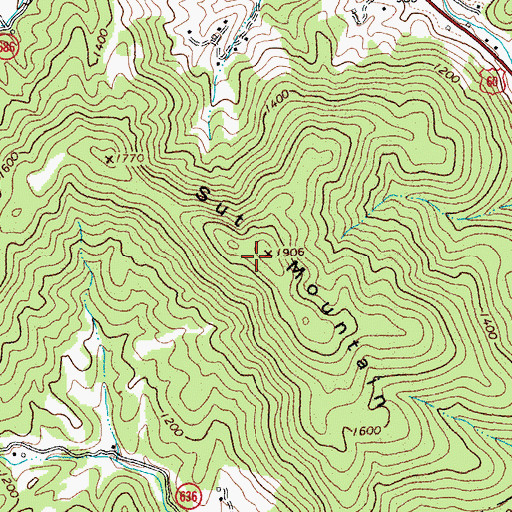 Topographic Map of Sut Mountain, VA