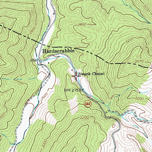 Topographic Map of Swank Chapel, VA