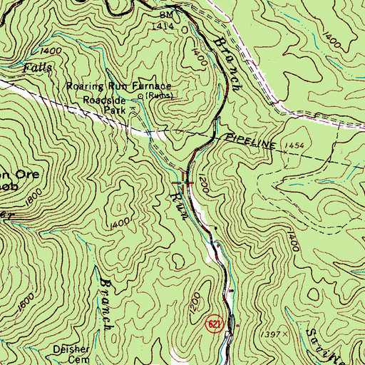 Topographic Map of Swanson Branch, VA