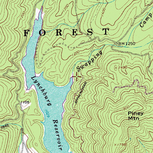 Topographic Map of Swapping Camp Creek, VA