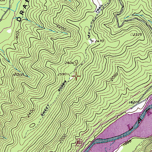 Topographic Map of Sweet Acorn Trail, VA
