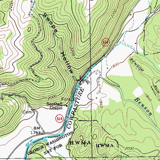 Topographic Map of Swope Hollow, VA