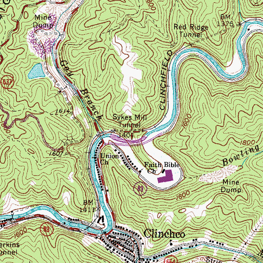 Topographic Map of Sykes Mill Tunnel, VA