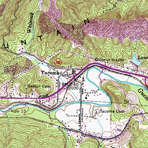 Topographic Map of Tacoma, VA