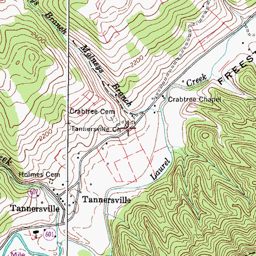Topographic Map of Tannersville Church, VA