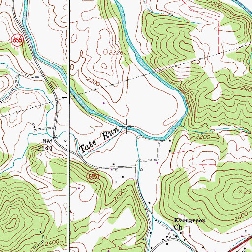 Topographic Map of Tate Run, VA