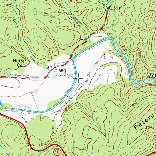 Topographic Map of Taylor Branch, VA
