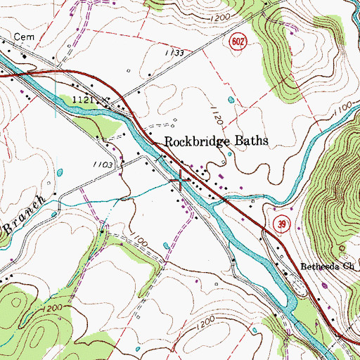 Topographic Map of Taylor Branch, VA