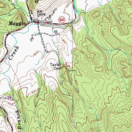 Topographic Map of Taylor Cemetery, VA
