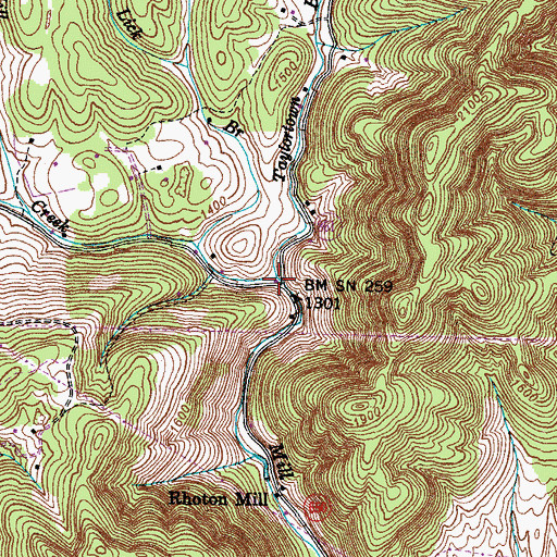 Topographic Map of Taylortown Branch, VA