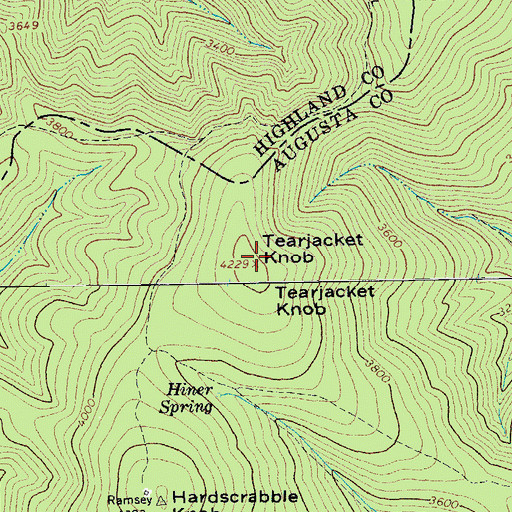 Topographic Map of Tearjacket Knob, VA