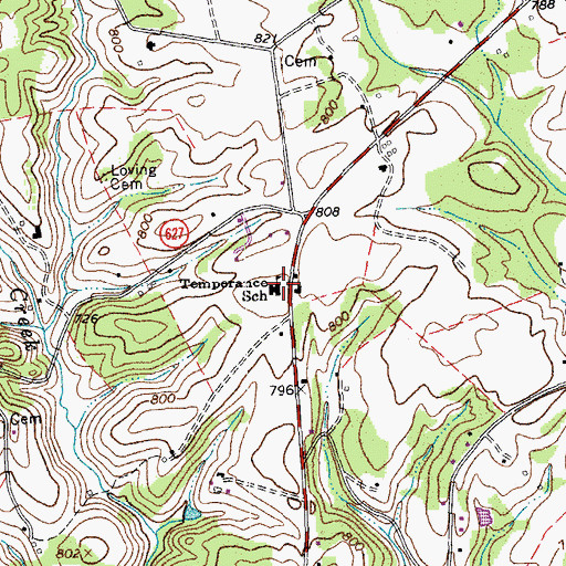 Topographic Map of Temperance Elementary School, VA