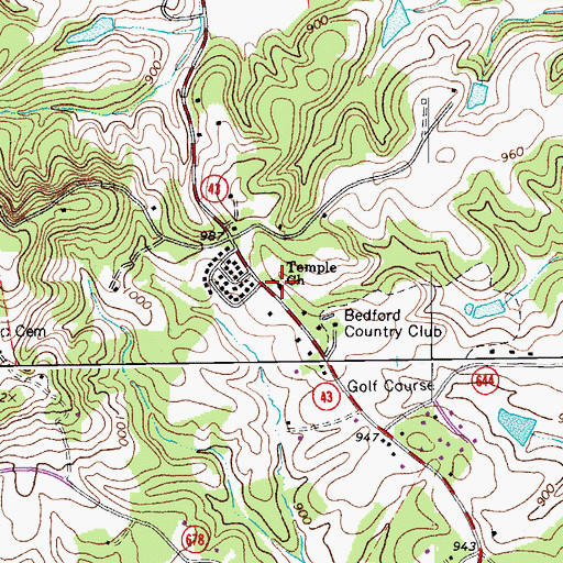 Topographic Map of Temple Church, VA