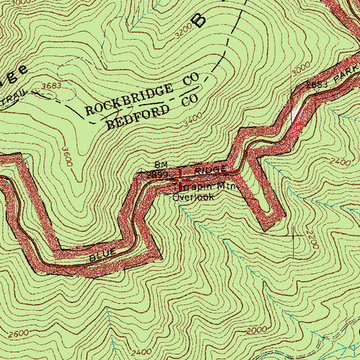Topographic Map of Terrapin Mountain Overlook, VA
