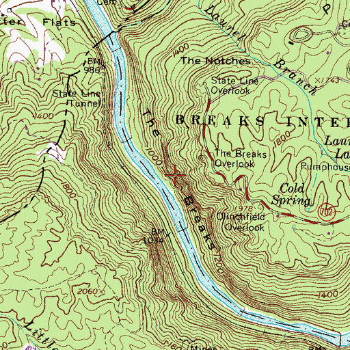 Topographic Map of The Breaks, VA