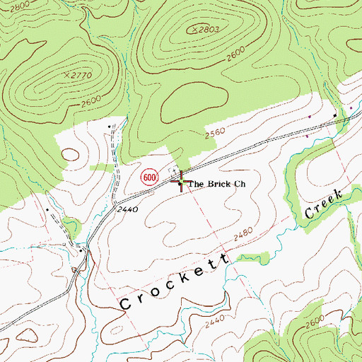 Topographic Map of The Brick Church, VA