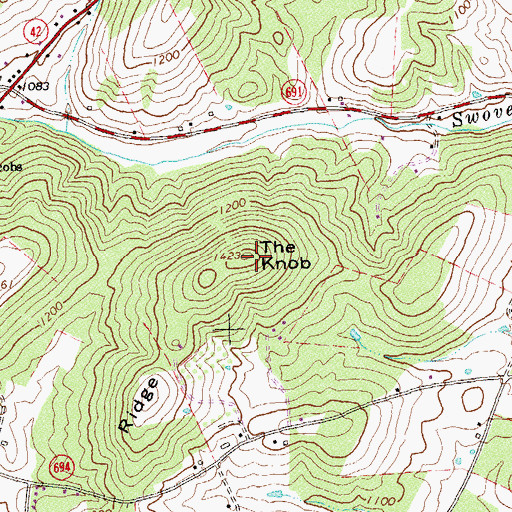 Topographic Map of The Knob, VA