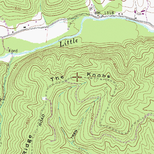 Topographic Map of The Knobs, VA