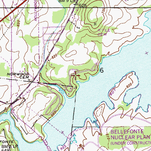 Topographic Map of Riverland Estates, AL