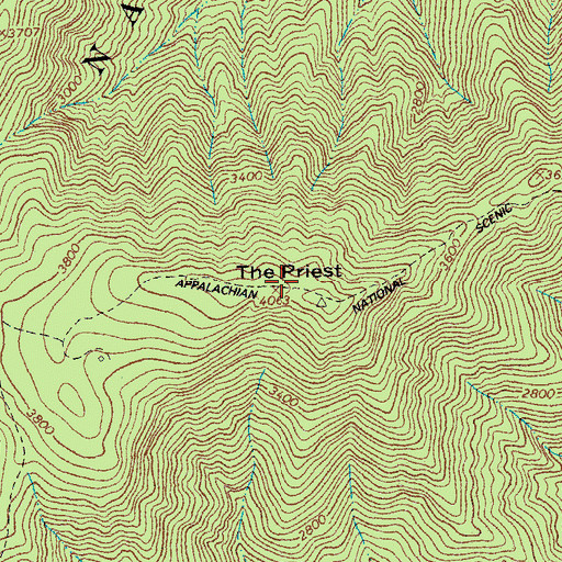 Topographic Map of The Priest, VA