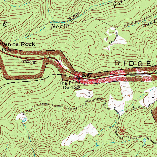 Topographic Map of The Priest Overlook, VA