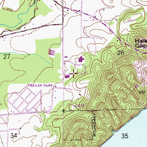 Topographic Map of Sam Gant Subdivision, AL