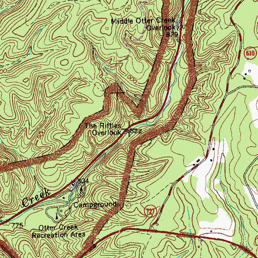 Topographic Map of The Riffles Overlook, VA