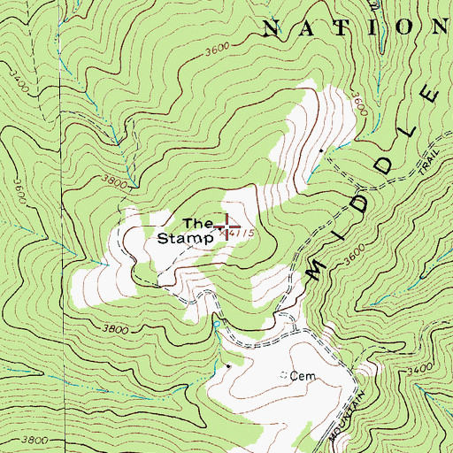 Topographic Map of The Stamp, VA