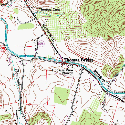 Topographic Map of Thomas Bridge, VA