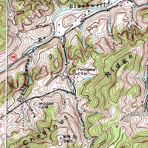 Topographic Map of Thomas Cemetery, VA