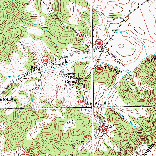 Topographic Map of Thomas Chapel, VA