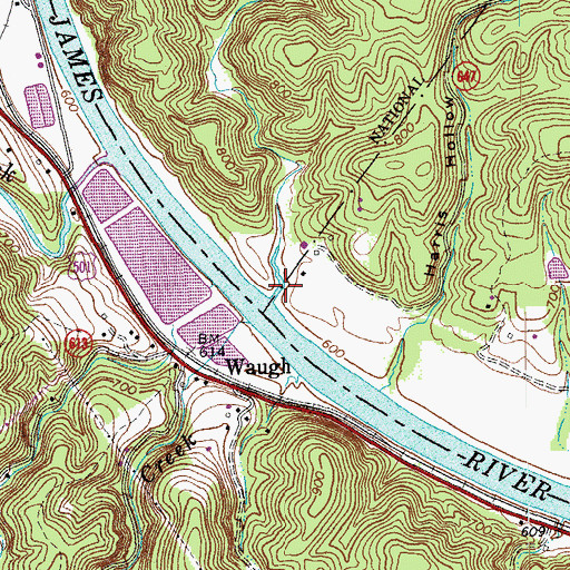 Topographic Map of Thomas Mill Creek, VA