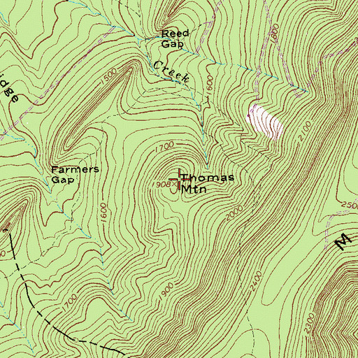 Topographic Map of Thomas Mountain, VA