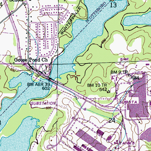 Topographic Map of Bradford Subdivision, AL