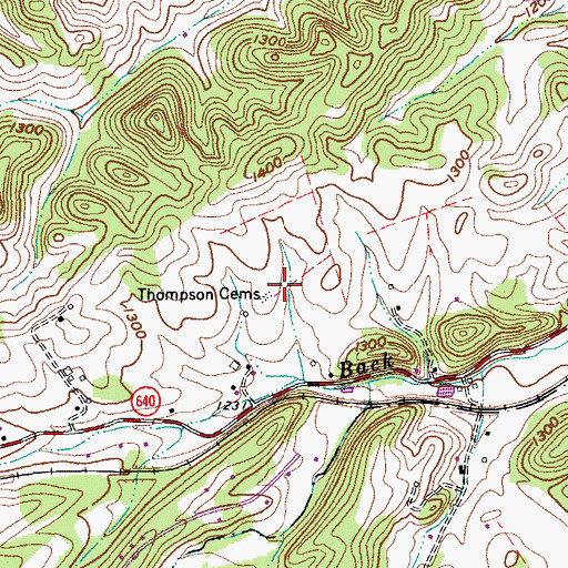 Topographic Map of Thompson Cemeteries, VA